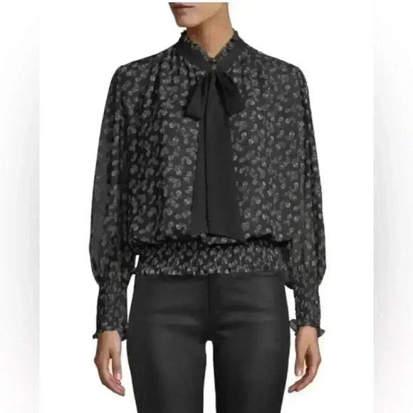 Misa Los Angeles  Somer Floral High Neck Chiffon Black and White Size XS - Picture 1 of 6